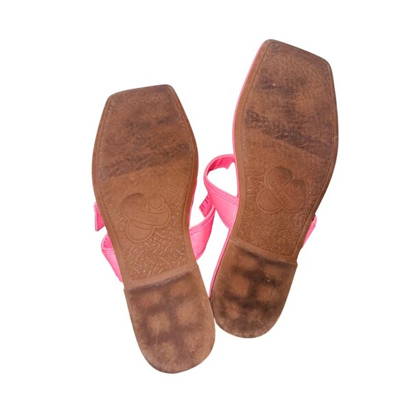 Sam & Libby Pink Square Toe Bow Sandals Size 8 Barbiecore Feminine Travel Preppy - Picture 9 of 10